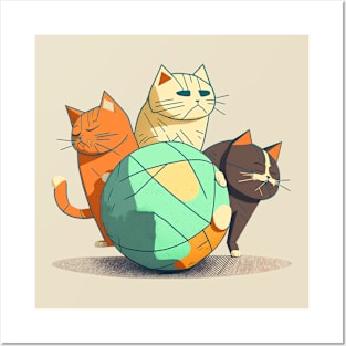 3 Cats and a Ball Posters and Art